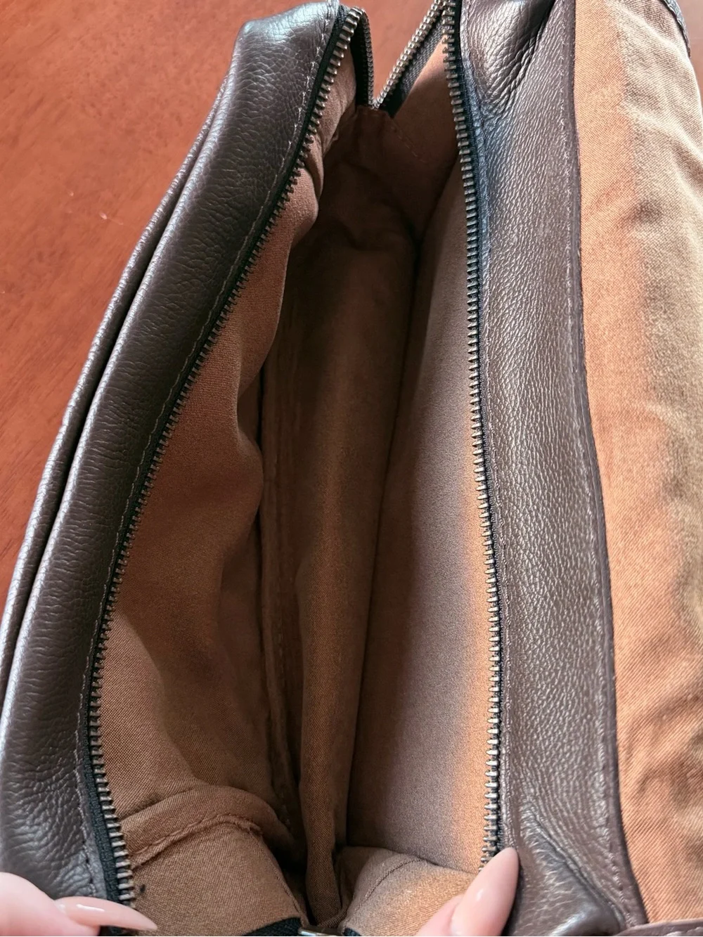 Custom “N” Brown Leather Roll-Up Luggage Bag - Classic Brown Interior